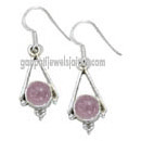 wholesale rose quartz silver earrings
