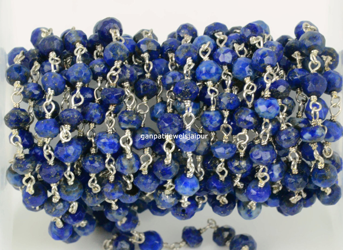 Chunky Link Chain with Lapis Bead