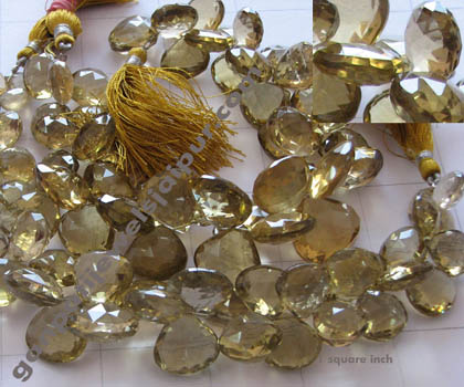Beer Quartz Briolette Heart Shape Beads Layout Of 8 Inches