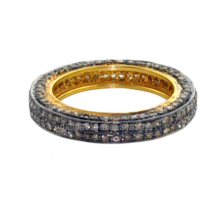 Natural pave diamond Band Ring 14 K gold and Sterling Silver Ring Diamond  1.95 carats and 0.60 grams 14 K gold Jewelry , buy online pave diamond  jewelry, wholesale gemstone sterling silver jewelry