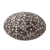 Pave Diamond Oval Beads 925 Silver Diamond Beads Findings Jewelry Findings.
